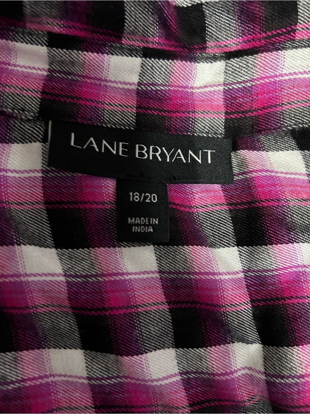 Lane Bryant Pink Black White Plaid Top